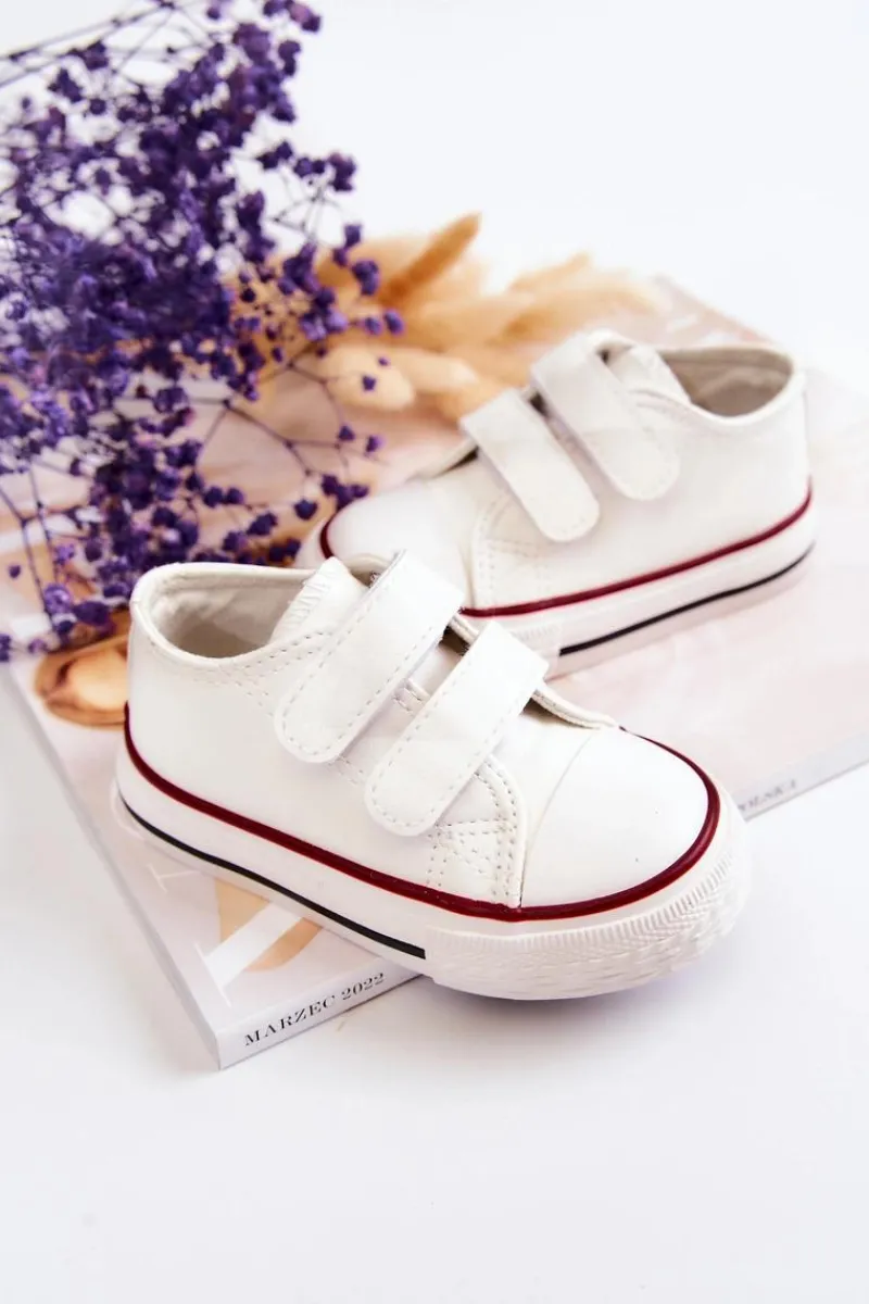 Sale Dziecięce Skórzane Tenisówki Trampki Na Rzepy Białe Foster Dzieci Chłopięce|Dziewczęce