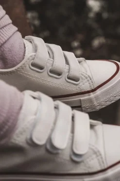 Sale Dziecięce Skórzane Tenisówki Trampki Na Rzepy Białe Foster Dzieci Chłopięce|Dziewczęce