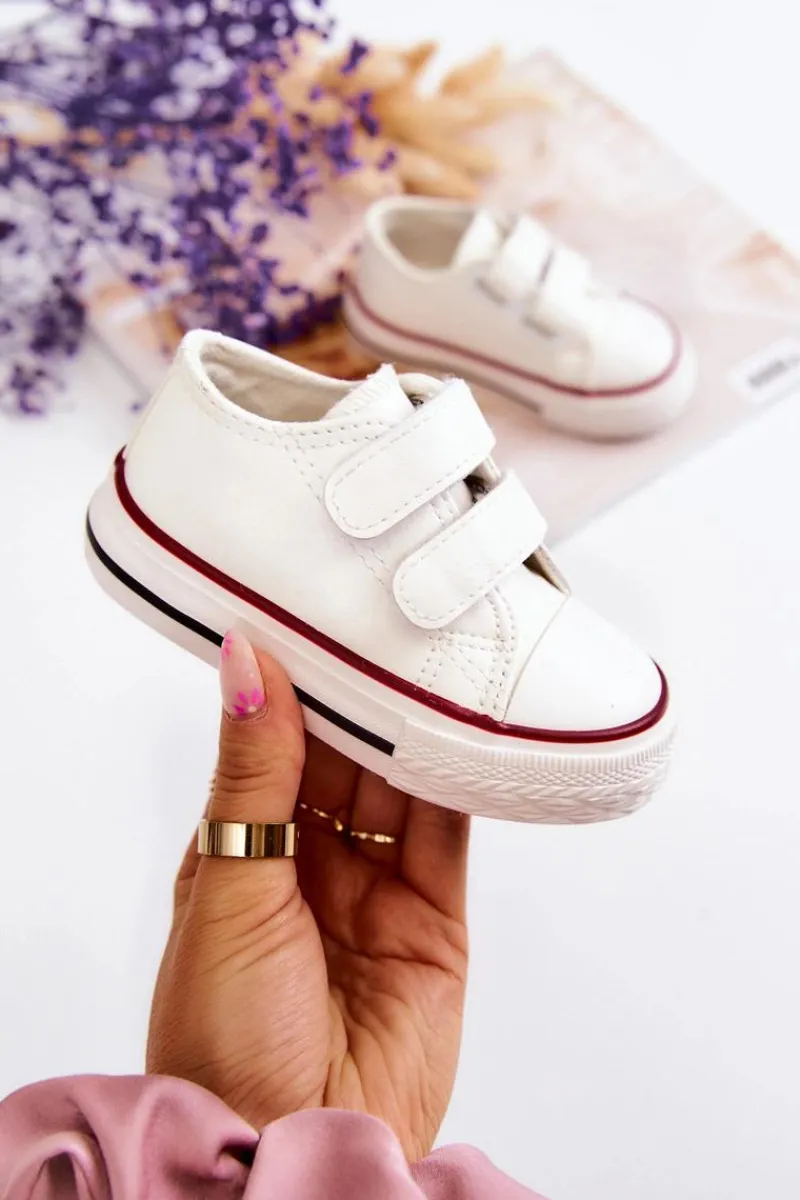 Sale Dziecięce Skórzane Tenisówki Trampki Na Rzepy Białe Foster Dzieci Chłopięce|Dziewczęce