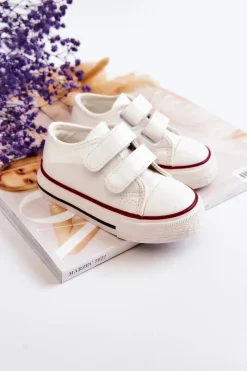 Sale Dziecięce Skórzane Tenisówki Trampki Na Rzepy Białe Foster Dzieci Chłopięce|Dziewczęce