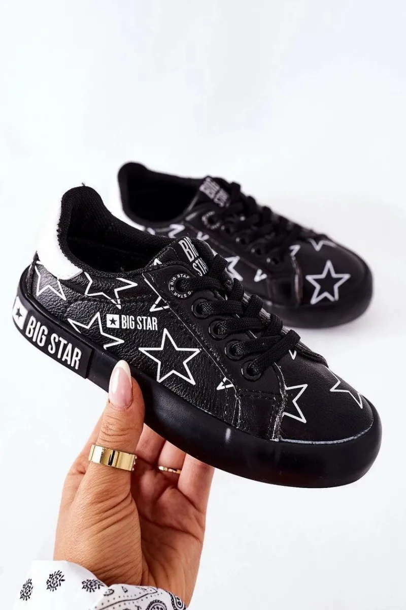 Chłopięce|Dziewczęce>Big Star Shoes Dziecięce Skórzane Tenisówki BIG STAR II374002 Czarne