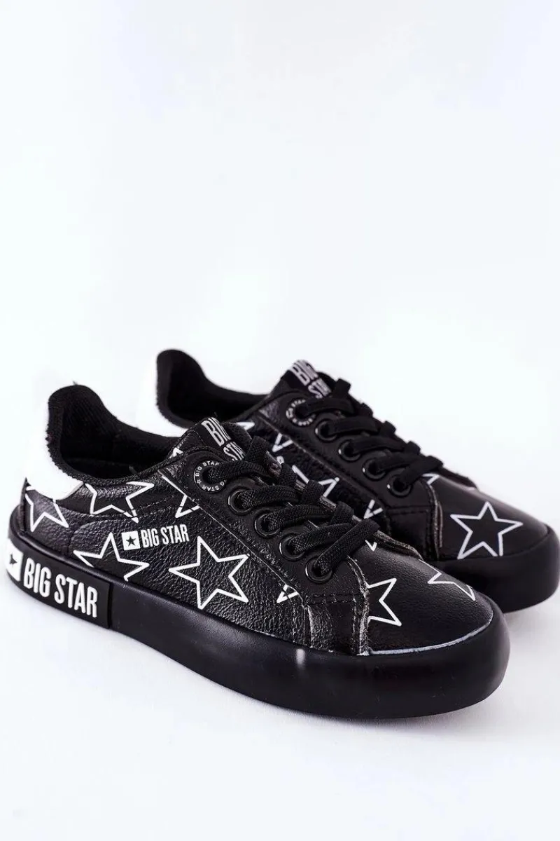 Chłopięce|Dziewczęce>Big Star Shoes Dziecięce Skórzane Tenisówki BIG STAR II374002 Czarne