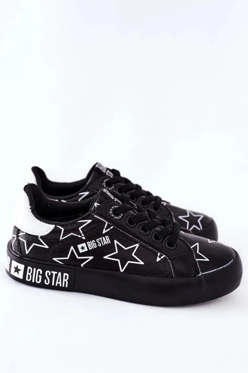 Chłopięce|Dziewczęce>Big Star Shoes Dziecięce Skórzane Tenisówki BIG STAR II374002 Czarne