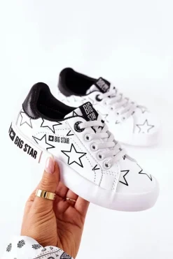 Discount Big Star Shoes Dziecięce Skórzane Tenisówki BIG STAR II374001 Białe