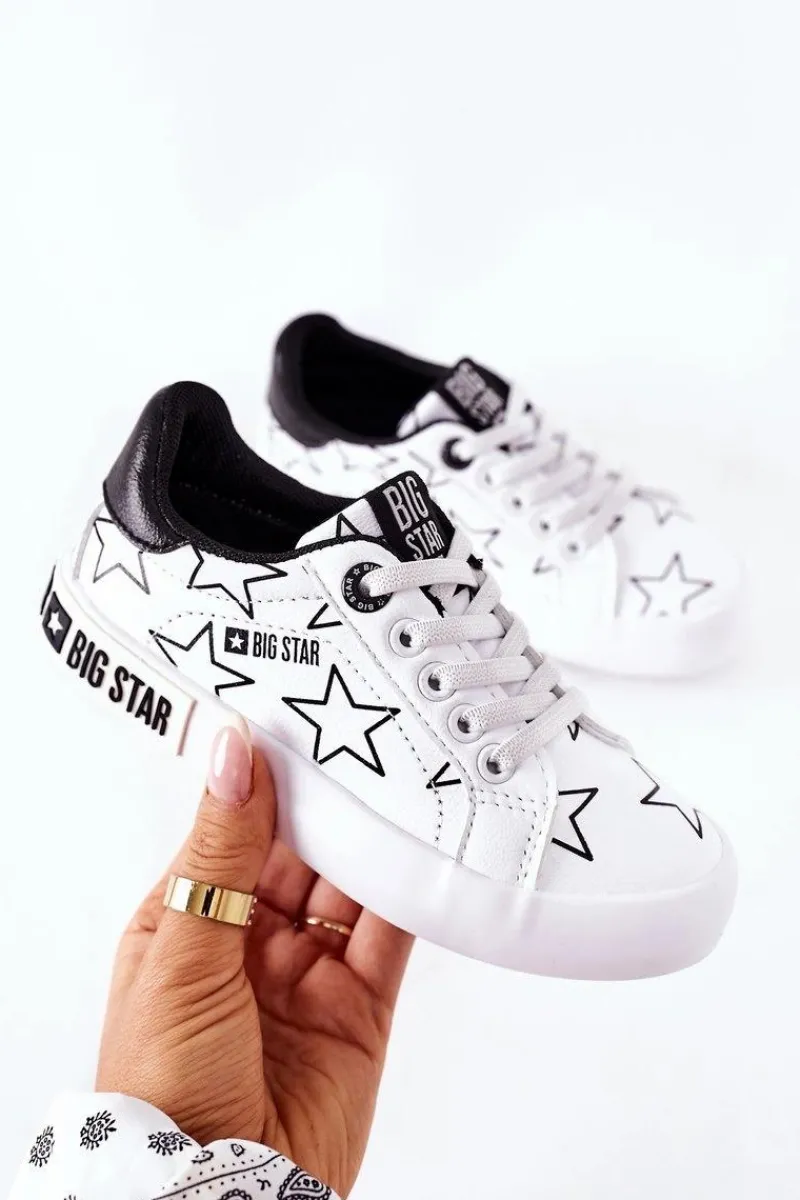 Discount Big Star Shoes Dziecięce Skórzane Tenisówki BIG STAR II374001 Białe
