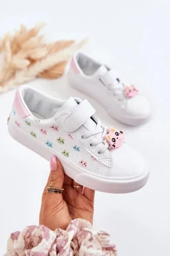 Discount Dziecięce Skórzane Trampki Na Rzep Z Printem Białe Bonnie Dzieci Dziewczęce