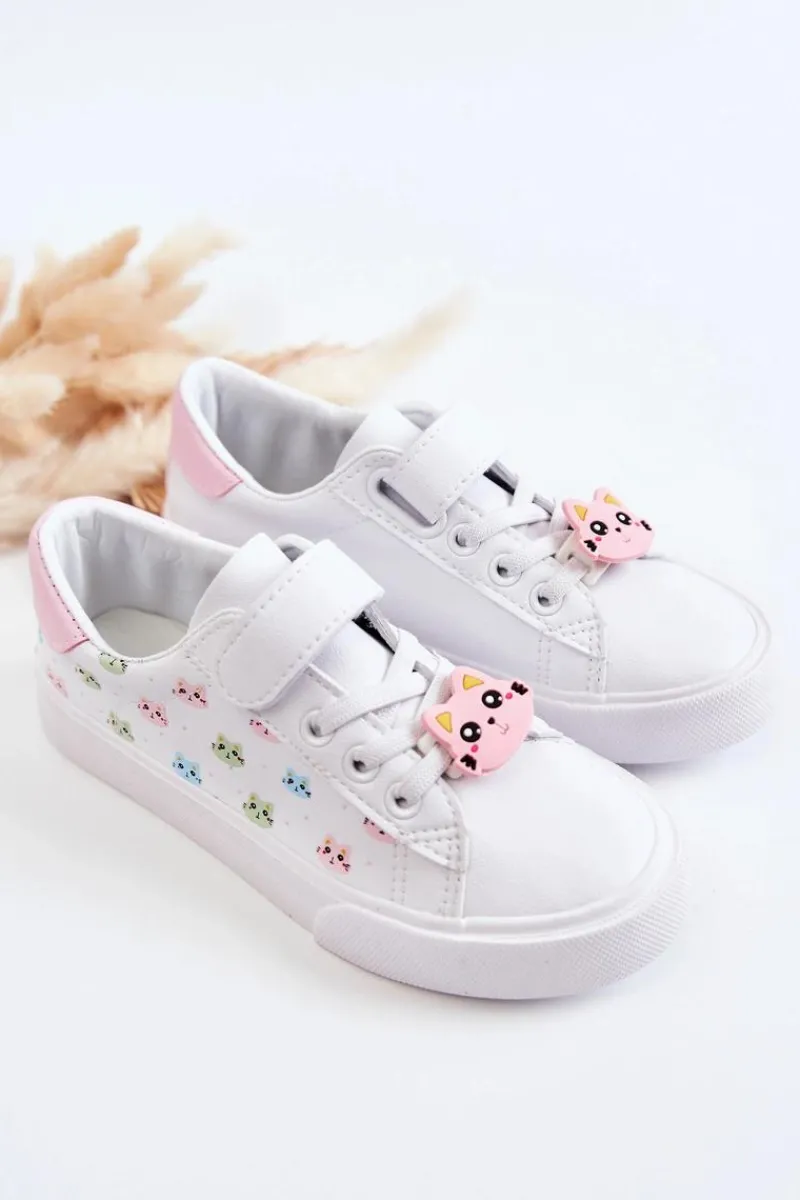 Discount Dziecięce Skórzane Trampki Na Rzep Z Printem Białe Bonnie Dzieci Dziewczęce