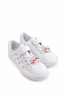 Discount Dziecięce Skórzane Trampki Na Rzep Z Printem Białe Bonnie Dzieci Dziewczęce