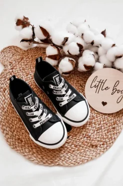 New Dziecięce Skórzane Trampki BIG STAR KK374043 Czarno-Białe Dzieci Chłopięce|Dziewczęce