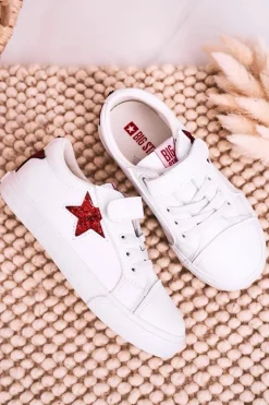Dziecięce Skórzane Trampki Z Gwiazdą BIG STAR DD374102 Białe Dzieci Chłopięce|Dziewczęce