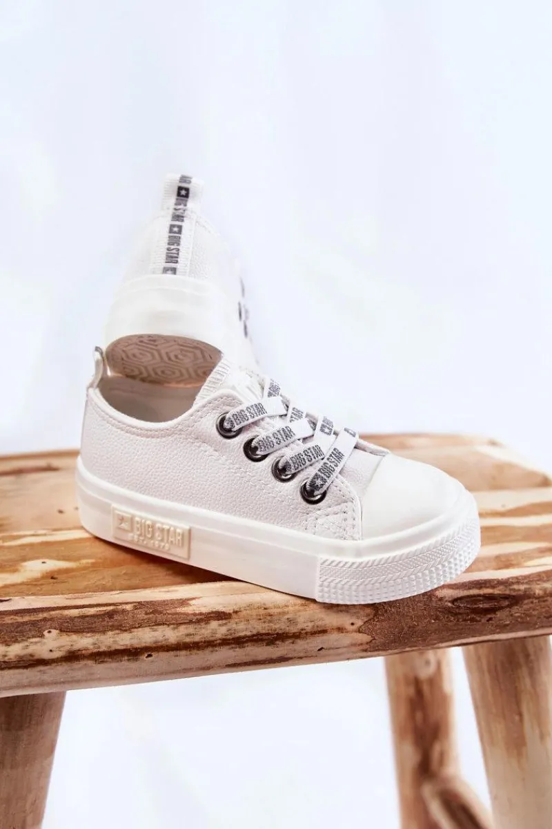 Chłopięce|Dziewczęce>Big Star Shoes Dziecięce Skórzane Trampki BIG STAR KK374060 Białe