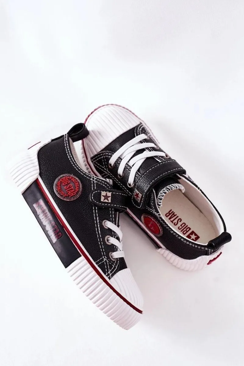 Best Dziecięce Skórzane Trampki BIG STAR II374042 Czarne Dzieci Chłopięce|Dziewczęce