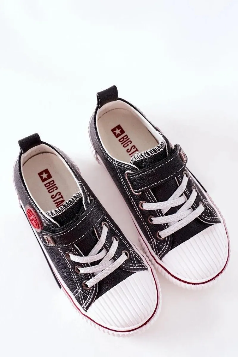 Best Dziecięce Skórzane Trampki BIG STAR II374042 Czarne Dzieci Chłopięce|Dziewczęce