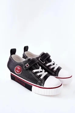 Best Dziecięce Skórzane Trampki BIG STAR II374042 Czarne Dzieci Chłopięce|Dziewczęce