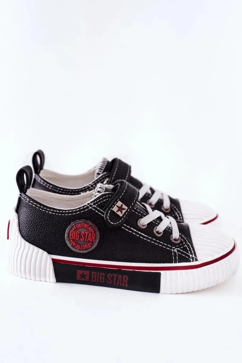 Best Dziecięce Skórzane Trampki BIG STAR II374042 Czarne Dzieci Chłopięce|Dziewczęce