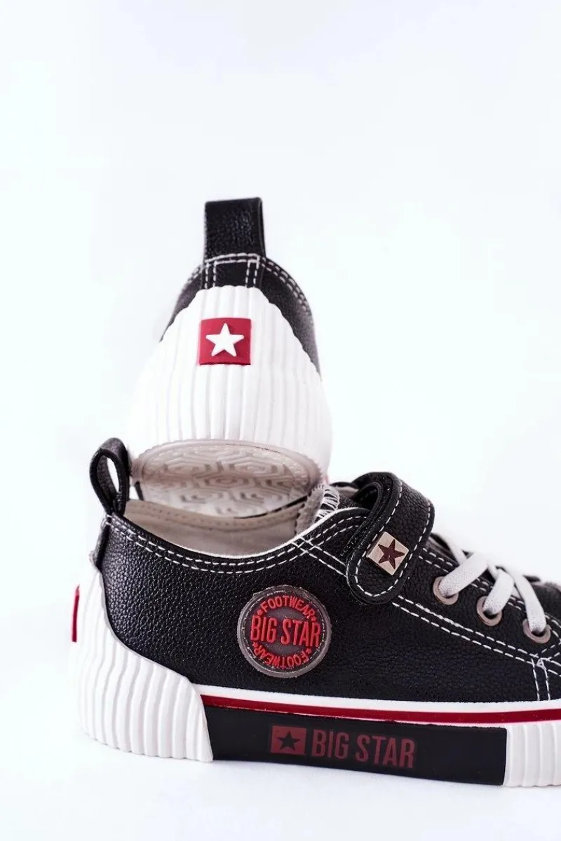 Best Dziecięce Skórzane Trampki BIG STAR II374042 Czarne Dzieci Chłopięce|Dziewczęce