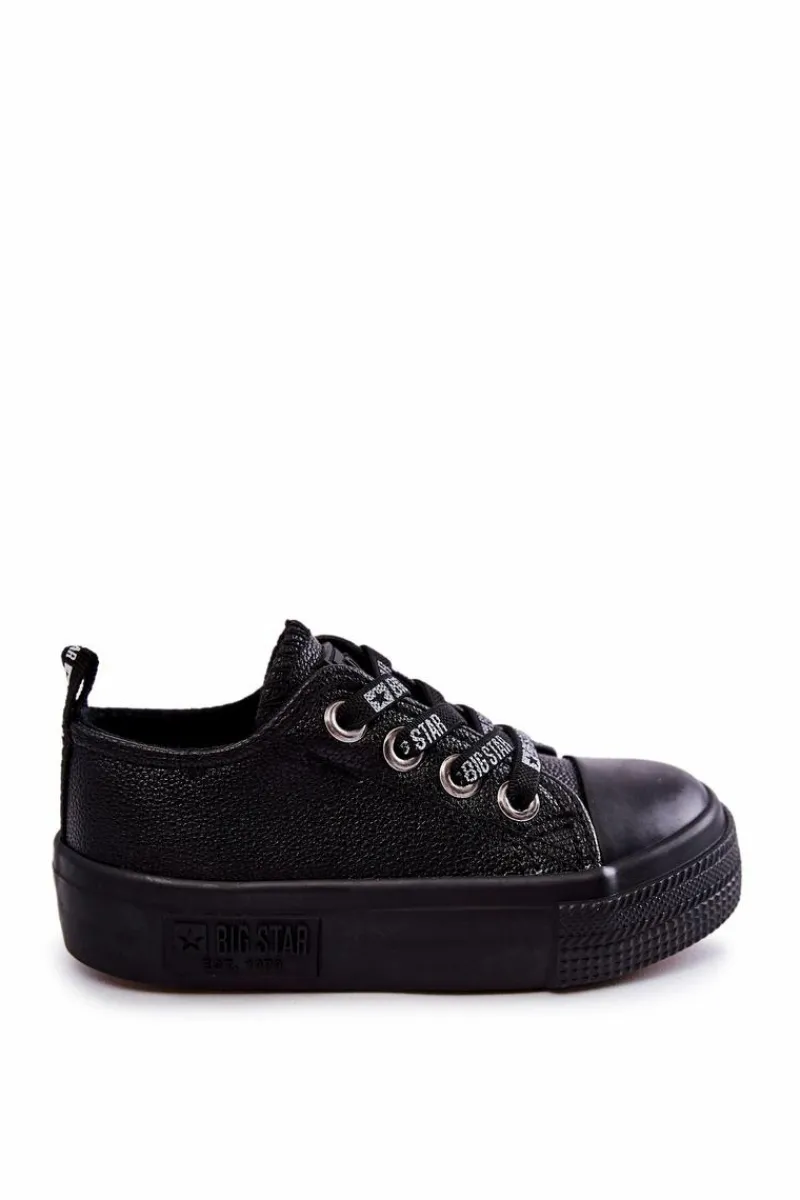 Sale Big Star Shoes Dziecięce Skórzane Trampki BIG STAR KK374061 Czarne