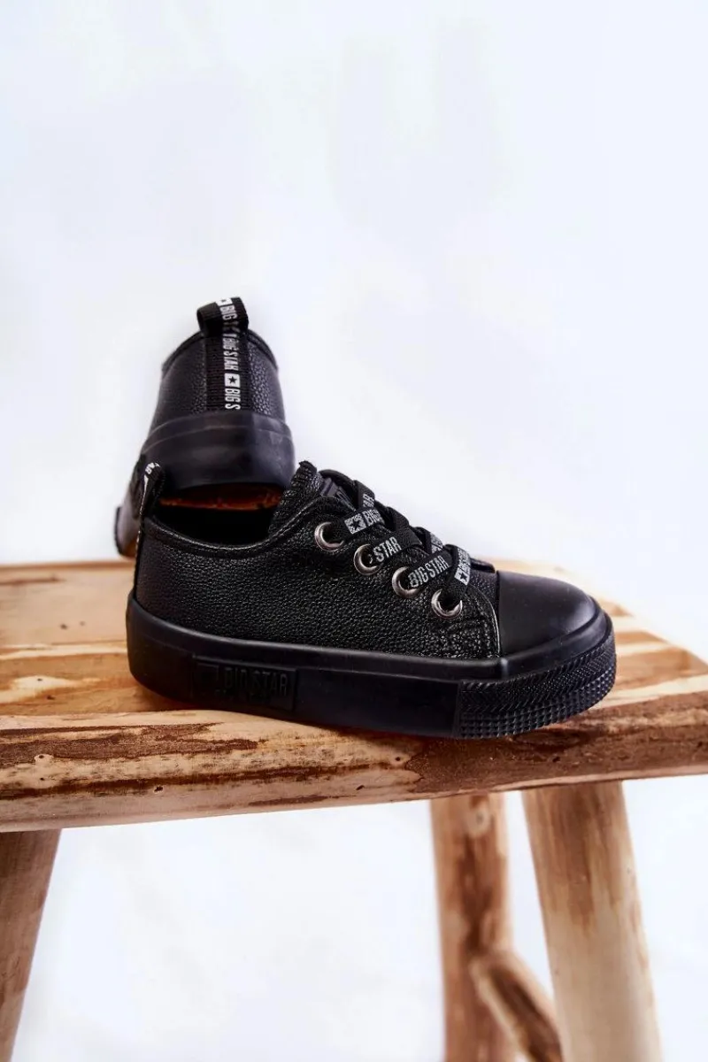 Sale Big Star Shoes Dziecięce Skórzane Trampki BIG STAR KK374061 Czarne