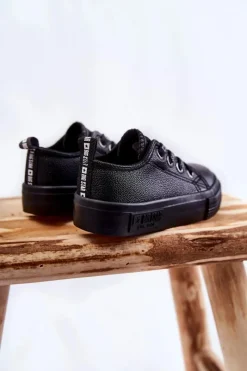 Sale Big Star Shoes Dziecięce Skórzane Trampki BIG STAR KK374061 Czarne