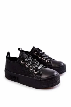 Sale Big Star Shoes Dziecięce Skórzane Trampki BIG STAR KK374061 Czarne