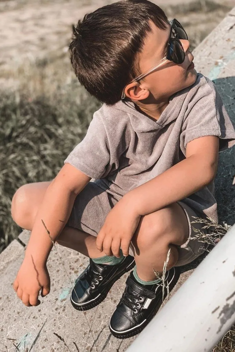 Online Dziecięce Skórzane Trampki Na Rzep BIG STAR HH374029 Czarne Dzieci Chłopięce|Dziewczęce