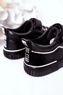 Online Dziecięce Skórzane Trampki Na Rzep BIG STAR HH374029 Czarne Dzieci Chłopięce|Dziewczęce