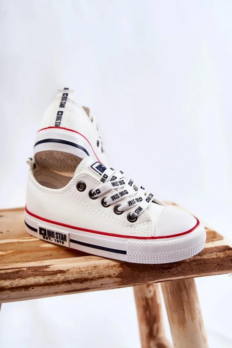 Chłopięce|Dziewczęce>Big Star Shoes Dziecięce Skórzane Trampki BIG STAR KK374042 Białe