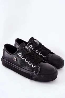 Discount Big Star Shoes Dziecięce Skórzane Trampki BIG STAR FF374304 Czarne