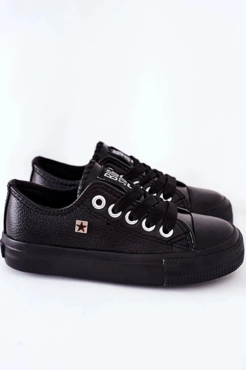 Discount Big Star Shoes Dziecięce Skórzane Trampki BIG STAR FF374304 Czarne