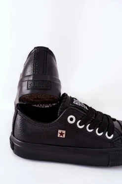 Discount Big Star Shoes Dziecięce Skórzane Trampki BIG STAR FF374304 Czarne