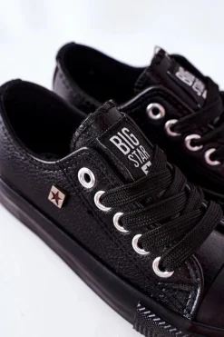Discount Big Star Shoes Dziecięce Skórzane Trampki BIG STAR FF374304 Czarne