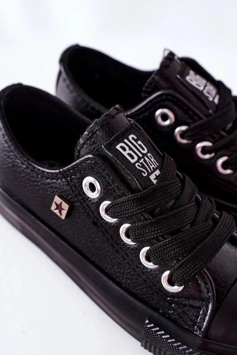 Discount Big Star Shoes Dziecięce Skórzane Trampki BIG STAR FF374304 Czarne