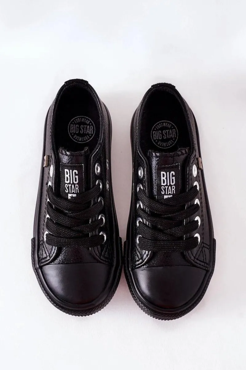 Discount Big Star Shoes Dziecięce Skórzane Trampki BIG STAR FF374304 Czarne