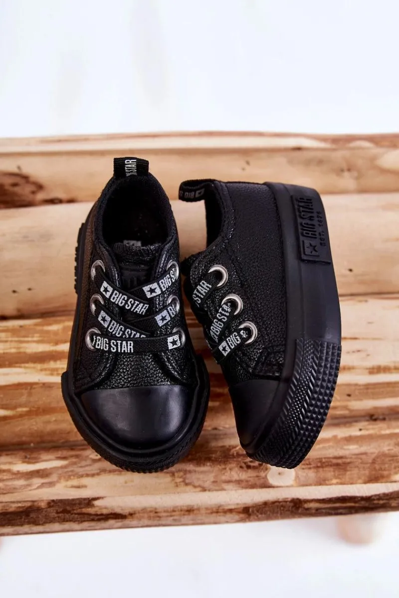 Chłopięce|Dziewczęce>Big Star Shoes Dziecięce Skórzane Trampki BIG STAR KK374059 Czarne Czarny