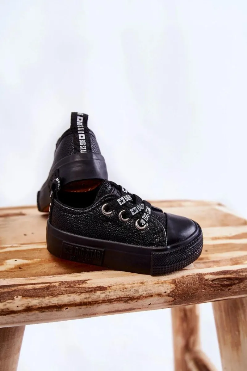 Chłopięce|Dziewczęce>Big Star Shoes Dziecięce Skórzane Trampki BIG STAR KK374059 Czarne Czarny