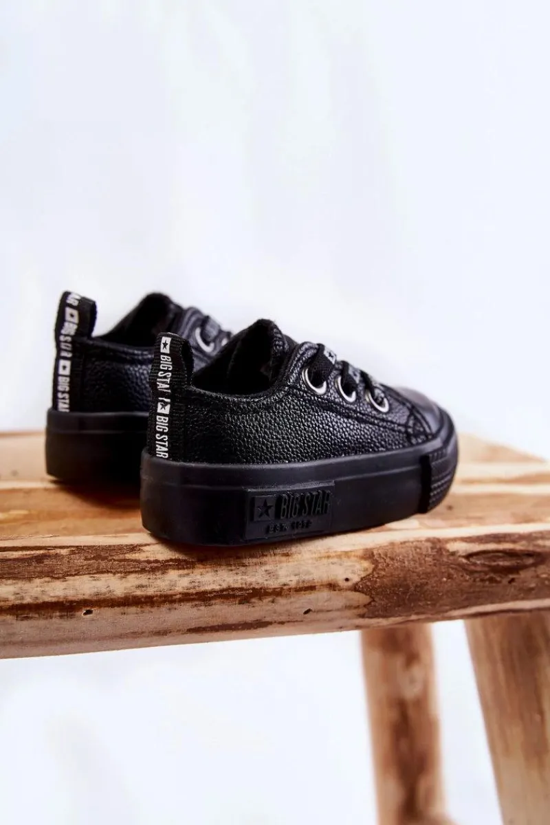 Chłopięce|Dziewczęce>Big Star Shoes Dziecięce Skórzane Trampki BIG STAR KK374059 Czarne Czarny