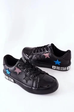 Chłopięce|Dziewczęce>Big Star Shoes Dziecięce Skórzane Trampki BIG STAR II374031 Czarne