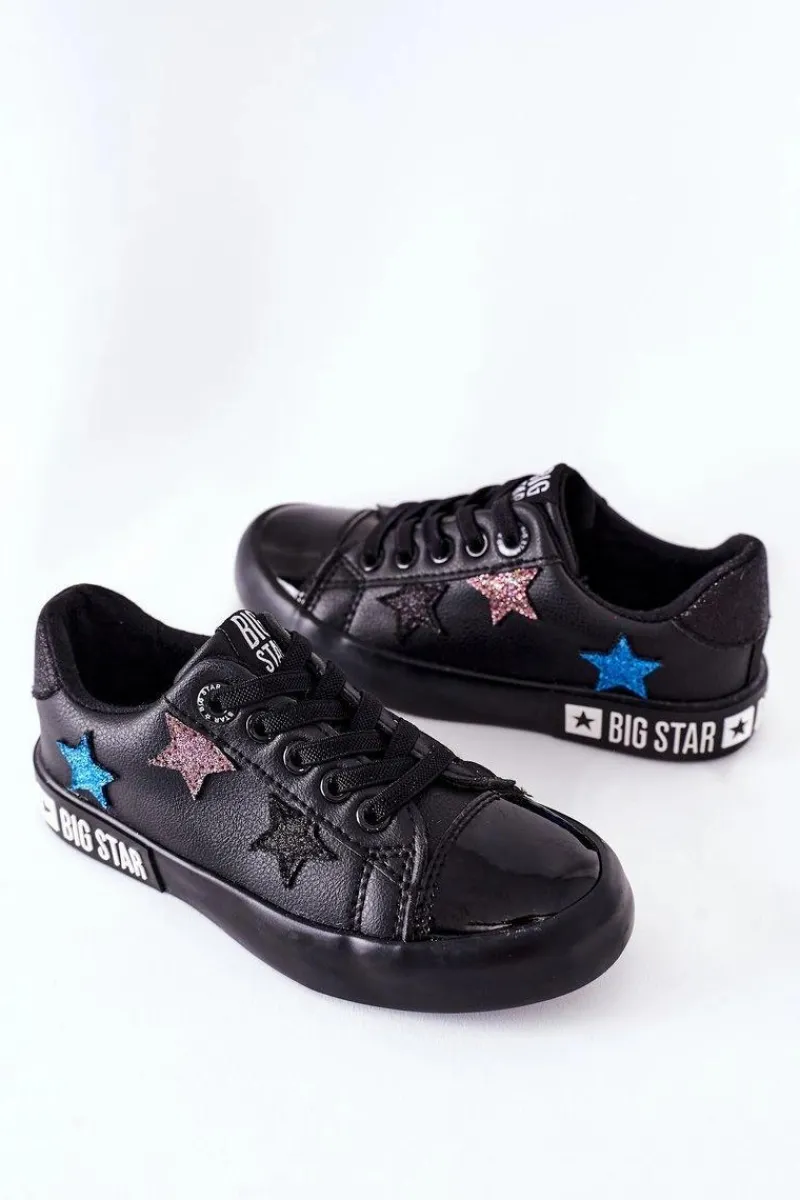 Chłopięce|Dziewczęce>Big Star Shoes Dziecięce Skórzane Trampki BIG STAR II374031 Czarne