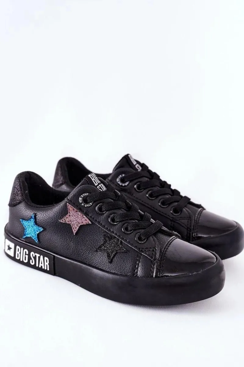 Chłopięce|Dziewczęce>Big Star Shoes Dziecięce Skórzane Trampki BIG STAR II374031 Czarne
