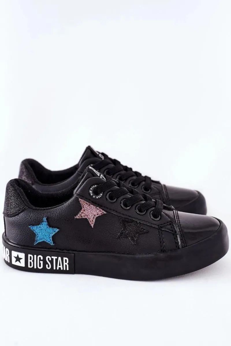 Chłopięce|Dziewczęce>Big Star Shoes Dziecięce Skórzane Trampki BIG STAR II374031 Czarne