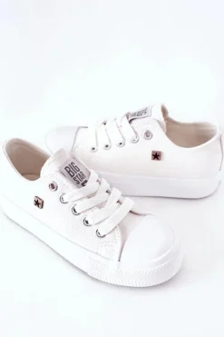 Discount Dziecięce Skórzane Trampki BIG STAR FF374300 Białe Dzieci Chłopięce|Dziewczęce