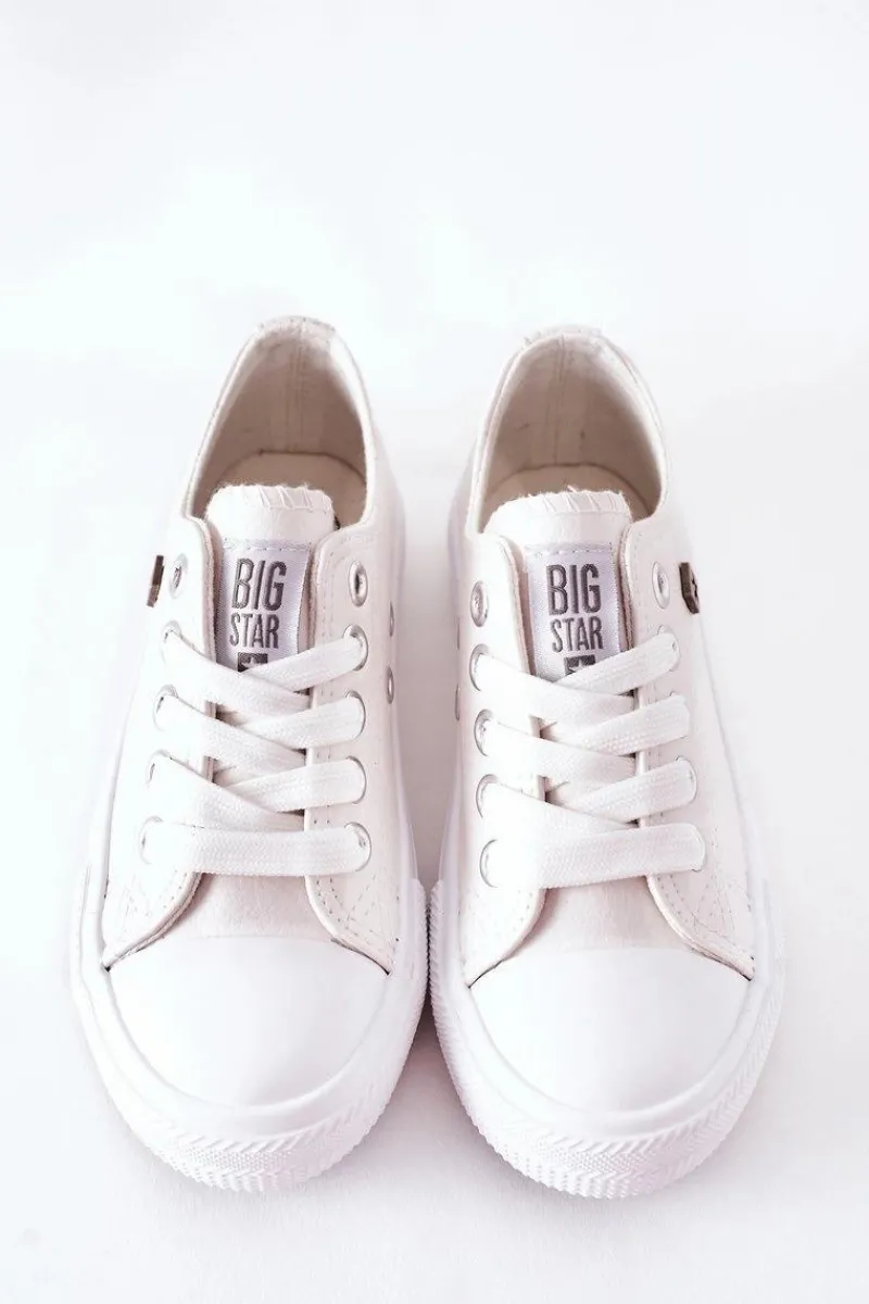 Discount Dziecięce Skórzane Trampki BIG STAR FF374300 Białe Dzieci Chłopięce|Dziewczęce