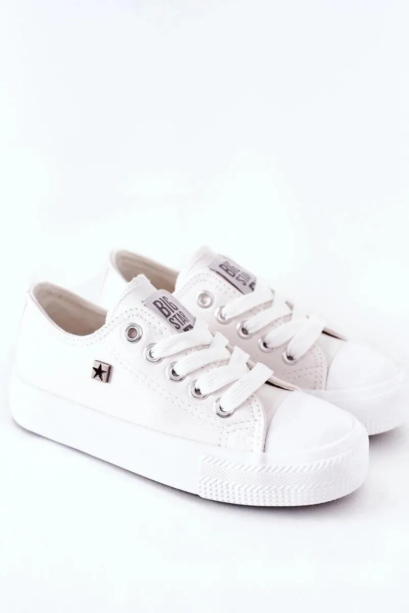 Discount Dziecięce Skórzane Trampki BIG STAR FF374300 Białe Dzieci Chłopięce|Dziewczęce