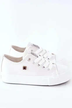 Discount Dziecięce Skórzane Trampki BIG STAR FF374300 Białe Dzieci Chłopięce|Dziewczęce