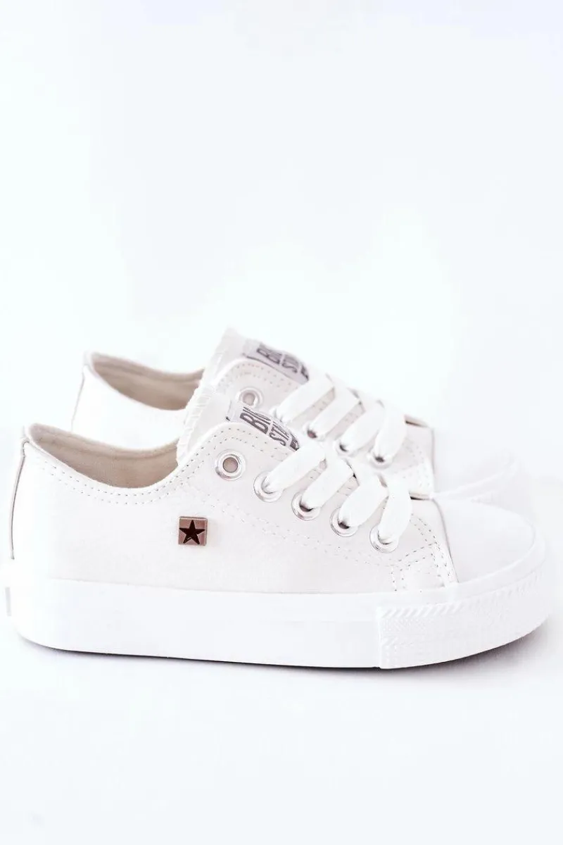 Discount Dziecięce Skórzane Trampki BIG STAR FF374300 Białe Dzieci Chłopięce|Dziewczęce