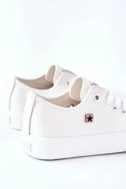 Discount Dziecięce Skórzane Trampki BIG STAR FF374300 Białe Dzieci Chłopięce|Dziewczęce