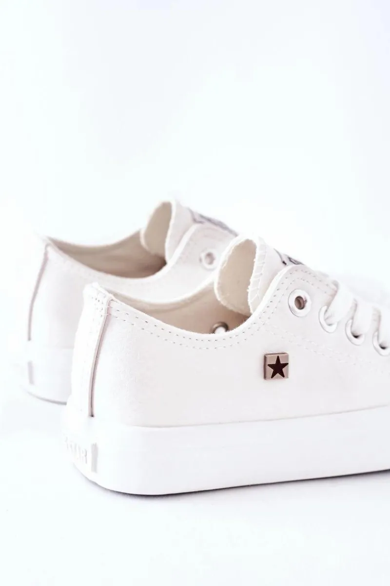 Discount Dziecięce Skórzane Trampki BIG STAR FF374300 Białe Dzieci Chłopięce|Dziewczęce