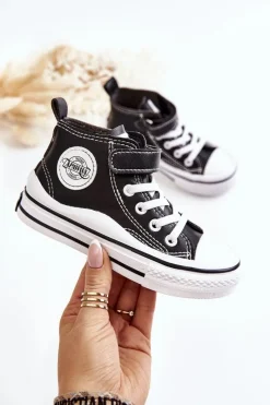 Discount Dziecięce Skórzane Trampki Na Rzep Czarne Bruni Dzieci Dziewczęce|Chłopięce