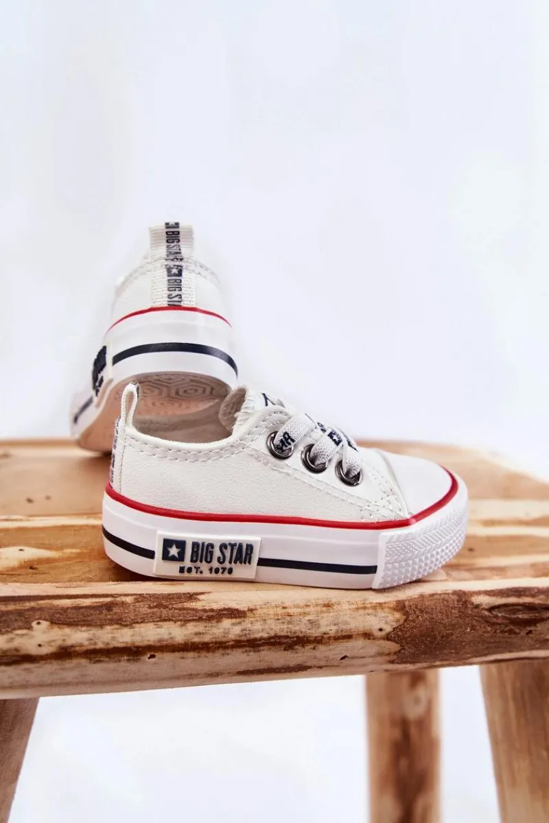 Chłopięce|Dziewczęce>Big Star Shoes Dziecięce Skórzane Trampki BIG STAR KK374040 Białe Biały