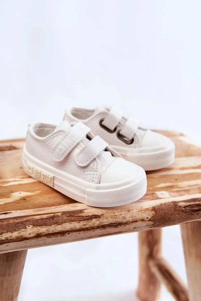 Hot Big Star Shoes Dziecięce Skórzane Trampki Na Rzep BIG STAR KK374091 Białe Biały
